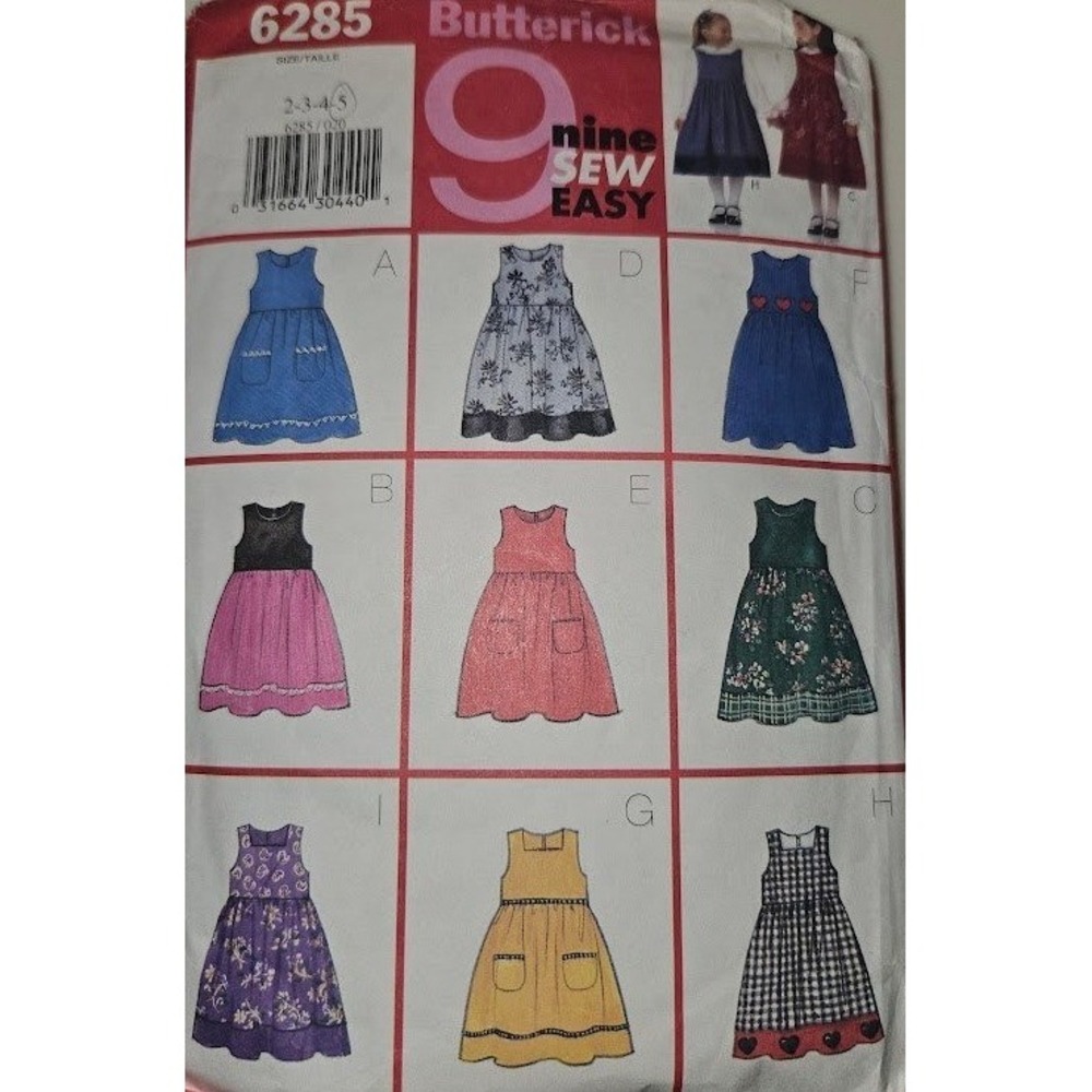 Butterick 6285 Childrens Girls Jumper Blouse Sewing Pattern Multi Size 2-5 Easy